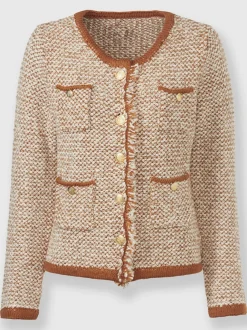 Veste en tricot à franges avec poches décoratives