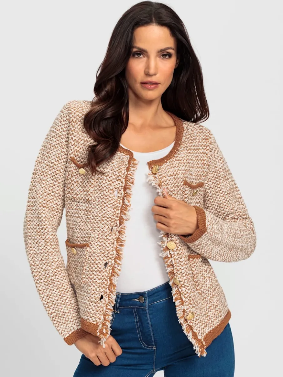 Veste en tricot à franges avec poches décoratives