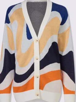 Veste en tricot jacquard avec col V et manches longues