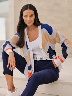 Veste en tricot jacquard avec col V et manches longues