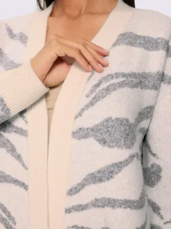 Veste en tricot jacquard joli jacquard à l'aspect animal