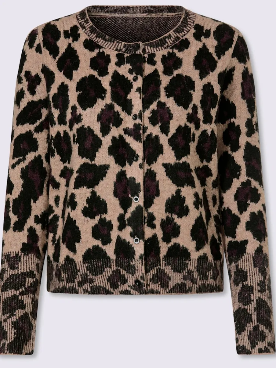 Veste en tricot jacquard joli jacquard à l'aspect animal