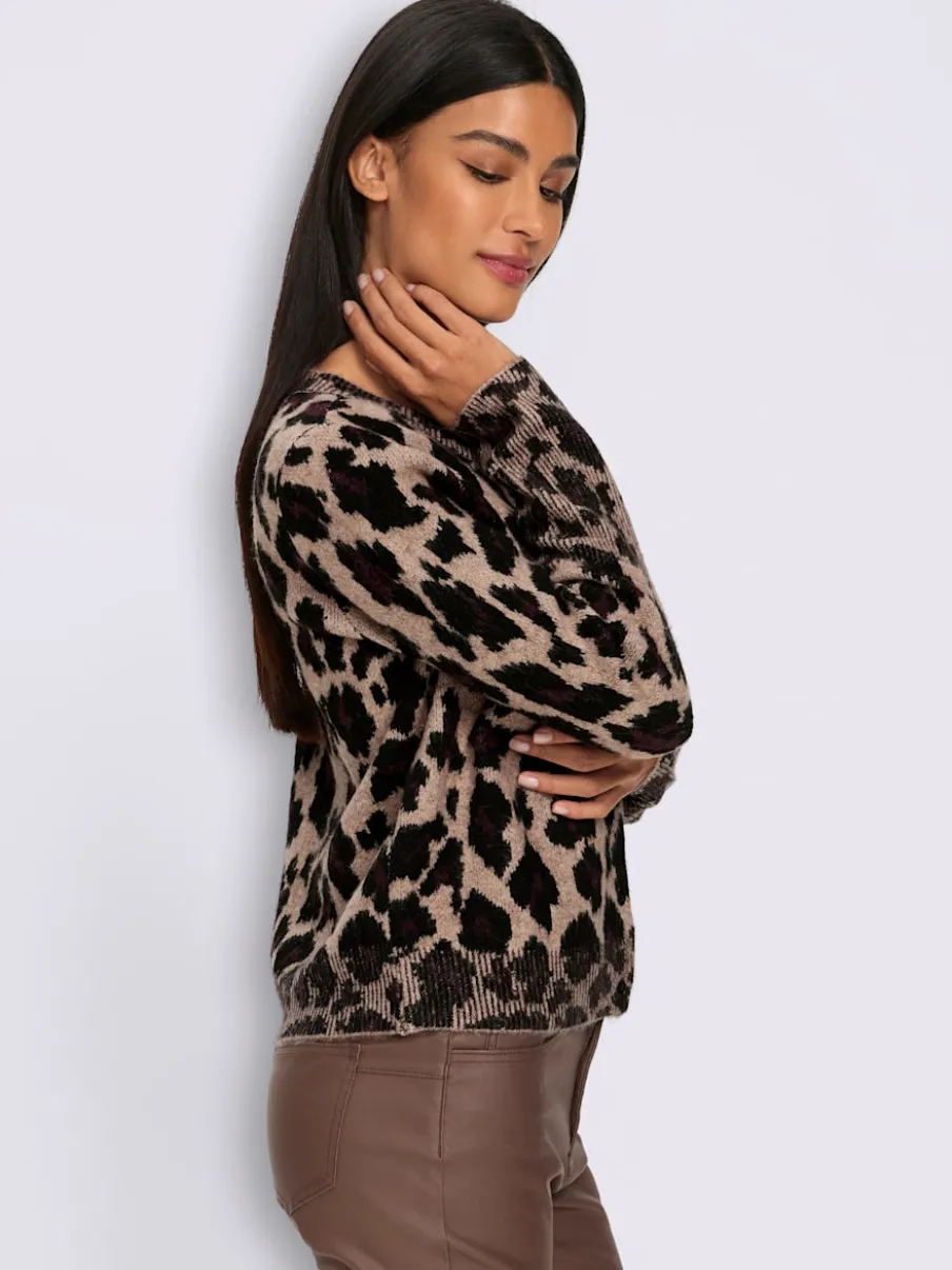Veste en tricot jacquard joli jacquard à l'aspect animal