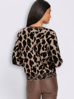 Veste en tricot jacquard joli jacquard à l'aspect animal