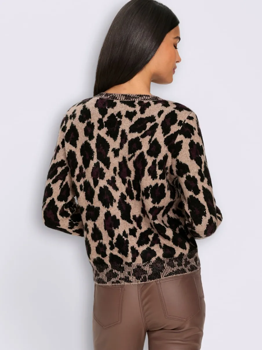 Veste en tricot jacquard joli jacquard à l'aspect animal
