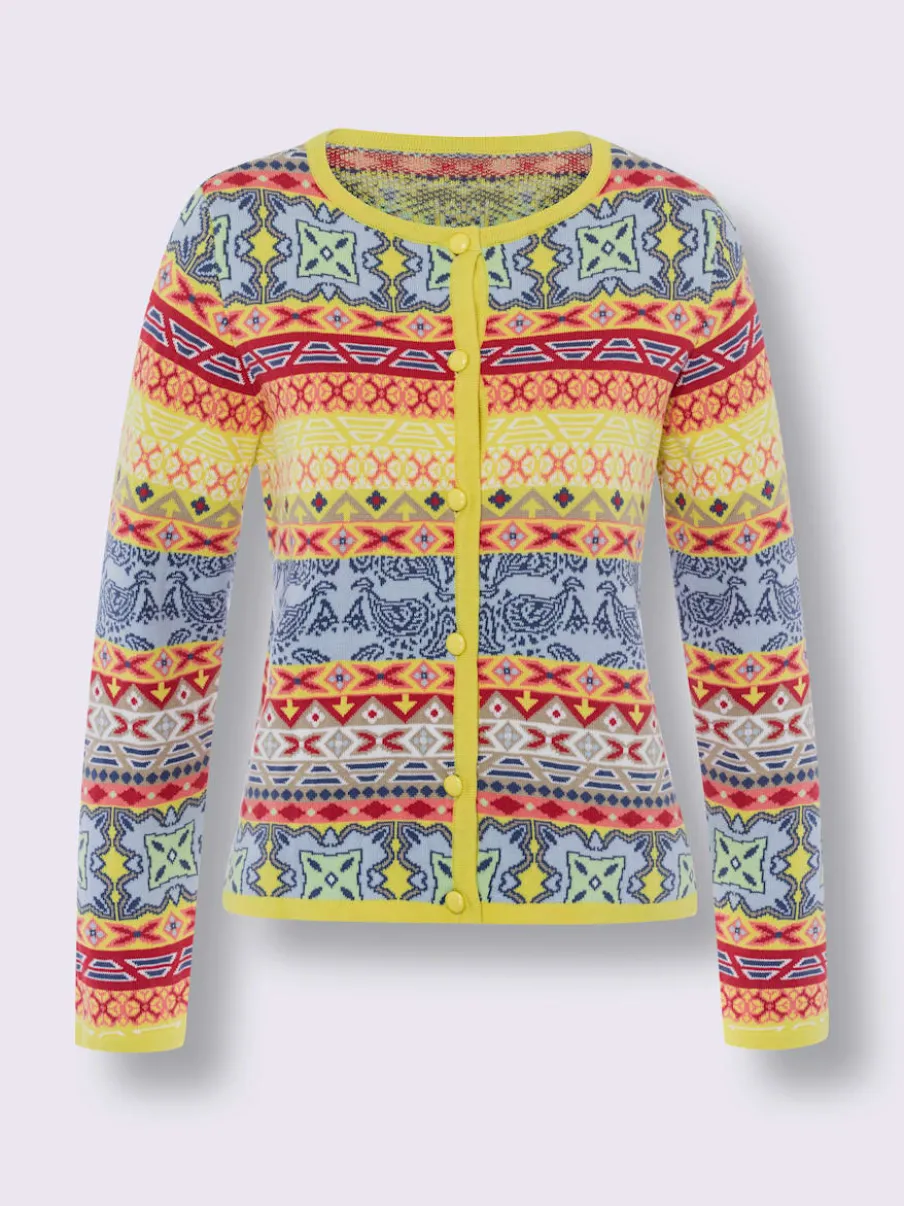 Veste en tricot jacquard manches longues motif jacquard