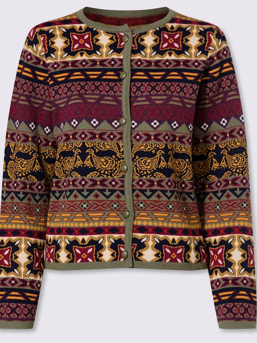 Veste en tricot jacquard manches longues motif jacquard