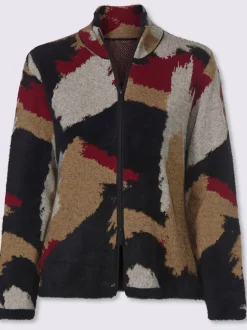 Veste en tricot jacquard motif camouflage tendance