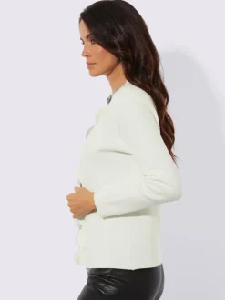 Veste en tricot jacquard sans fermeture avec empiècements transparents
