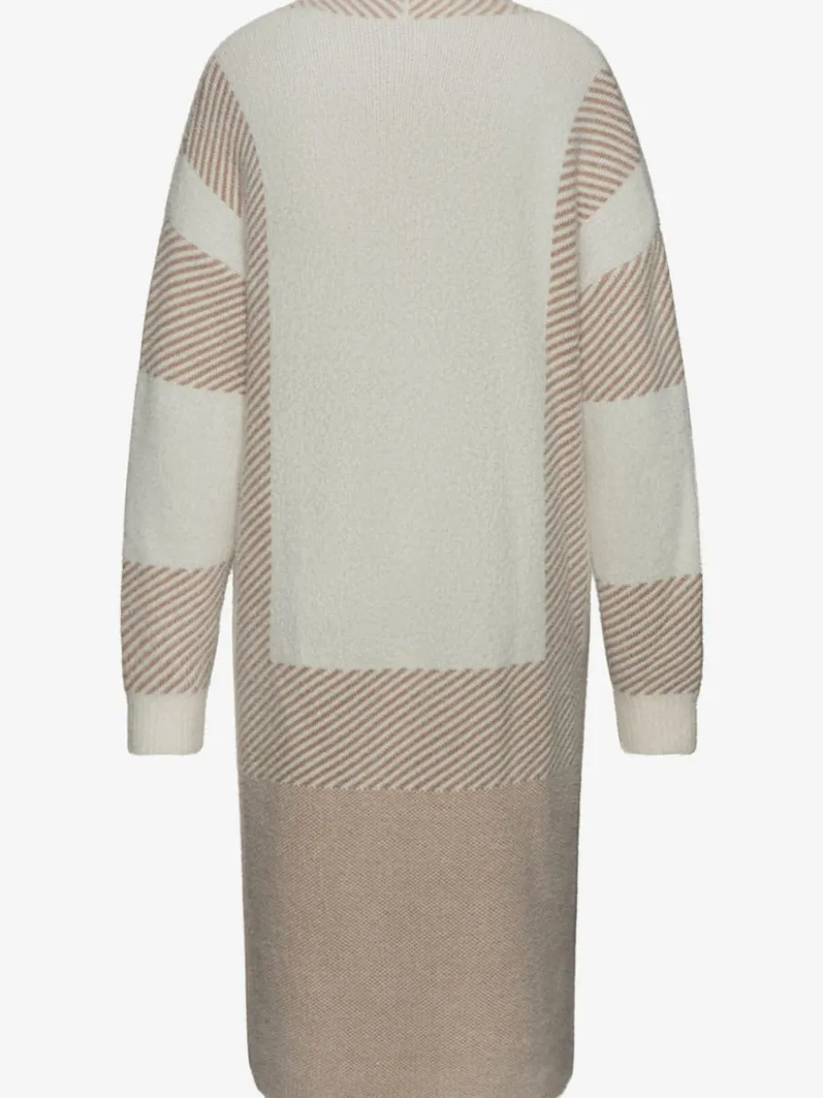 Veste en tricot long à rayures et manches longues