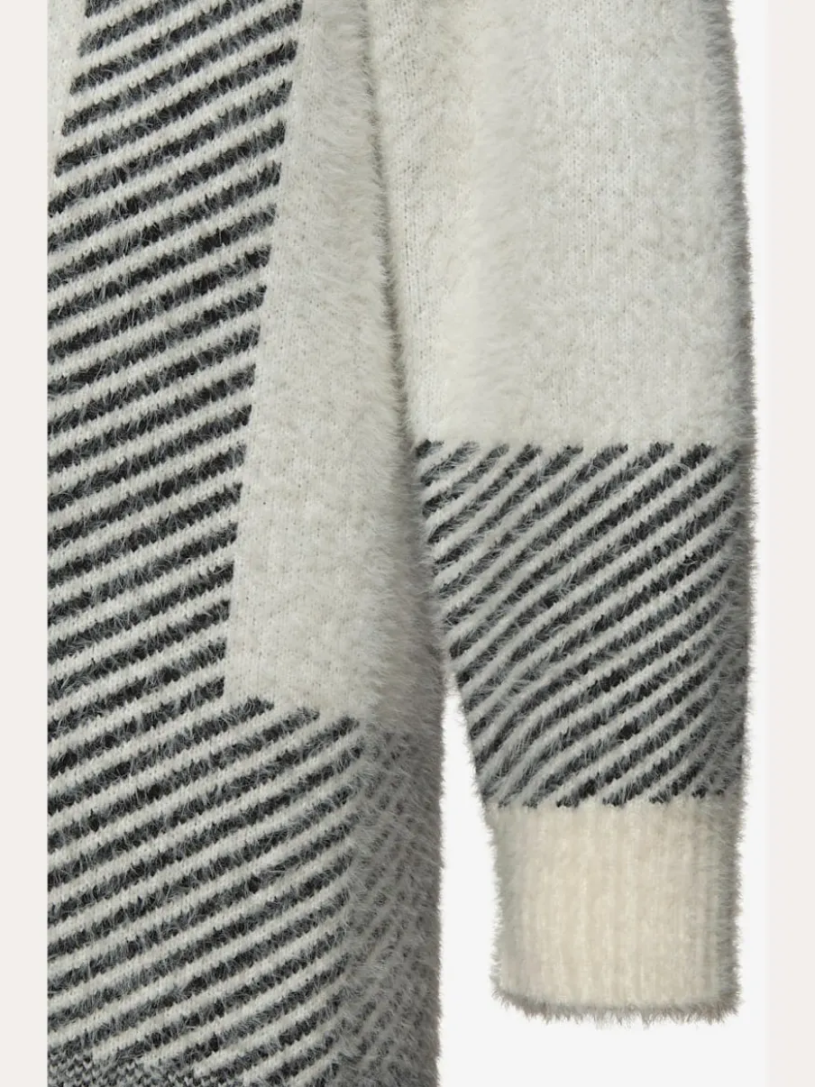Veste en tricot long à rayures et manches longues