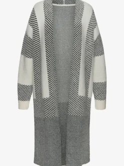 Veste en tricot long à rayures et manches longues