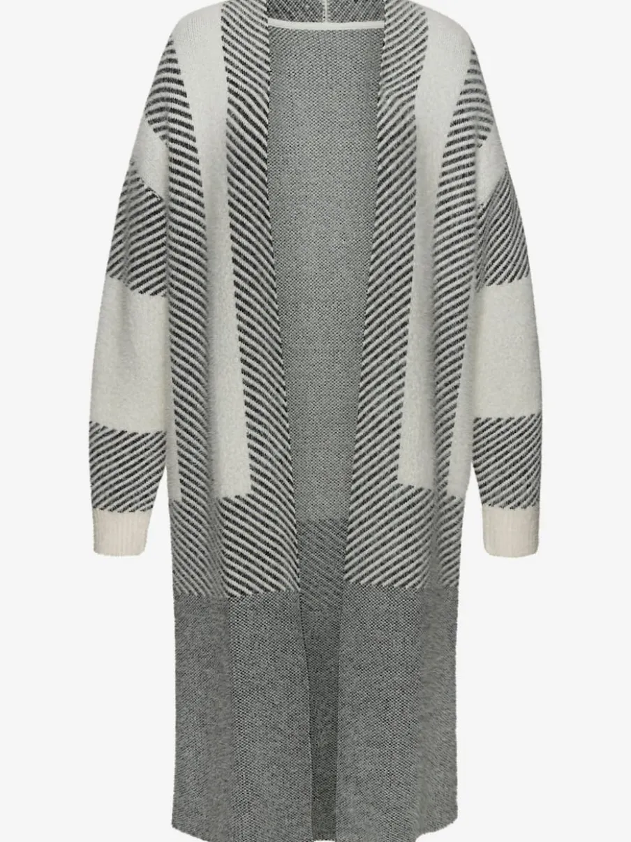 Veste en tricot long à rayures et manches longues