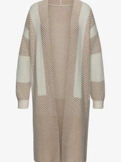 Veste en tricot long à rayures et manches longues