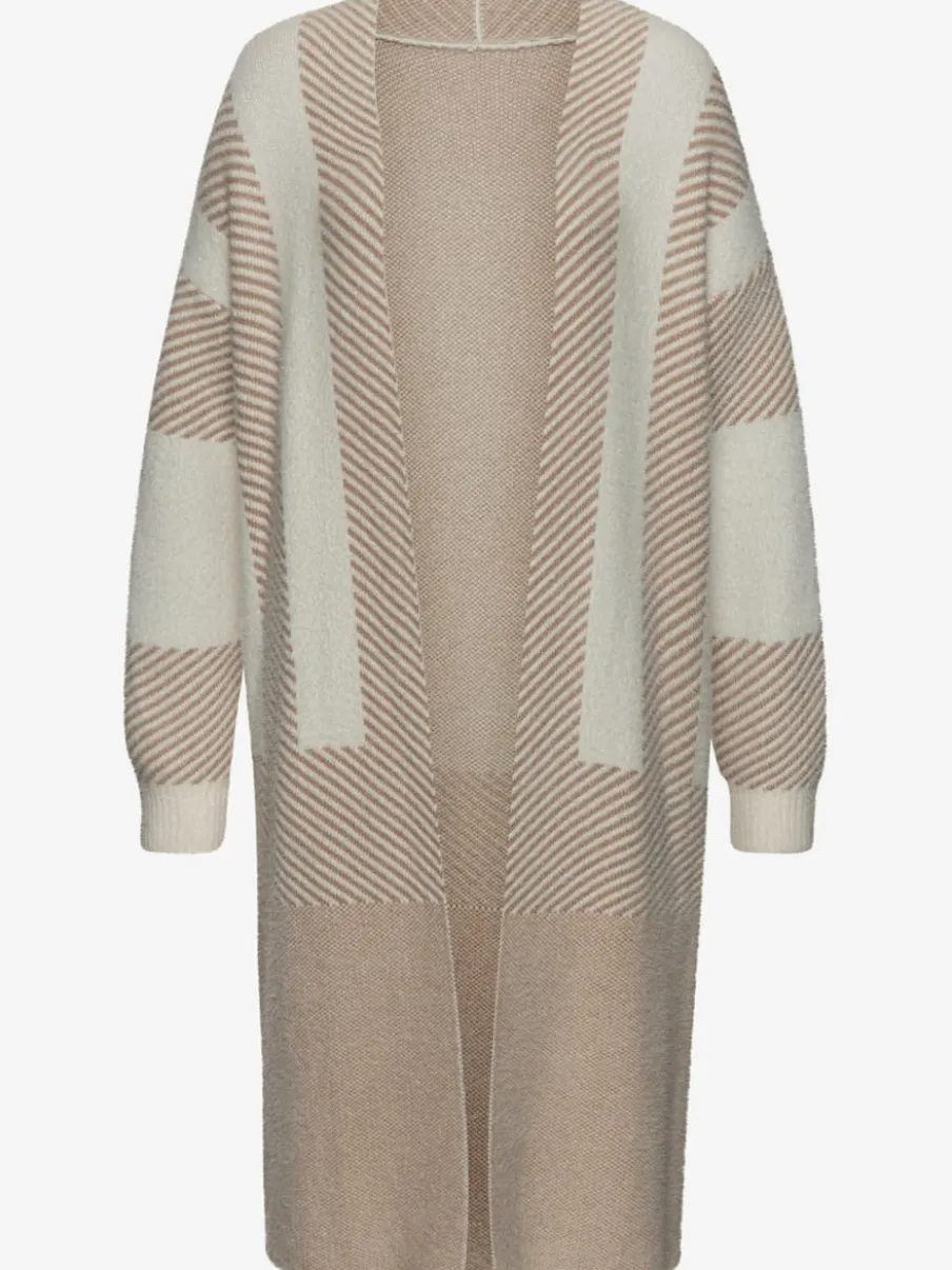 Veste en tricot long à rayures et manches longues