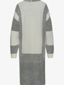 Veste en tricot long à rayures et manches longues