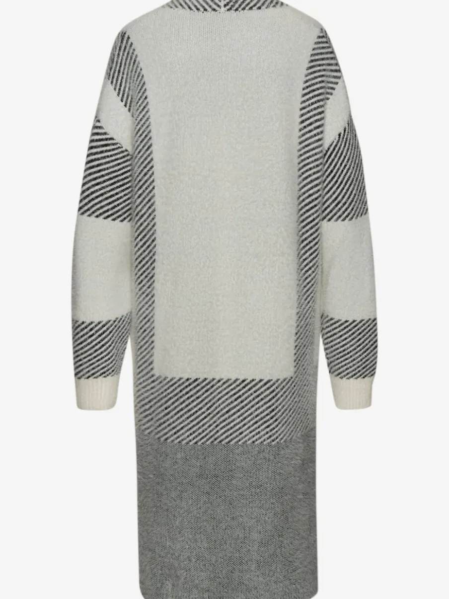 Veste en tricot long à rayures et manches longues