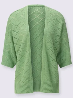 Veste en tricot à manches 3/4 avec motif ajouré léger