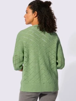 Veste en tricot à manches 3/4 avec motif ajouré léger