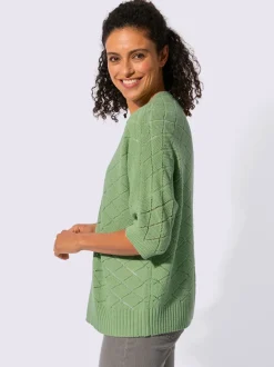 Veste en tricot à manches 3/4 avec motif ajouré léger