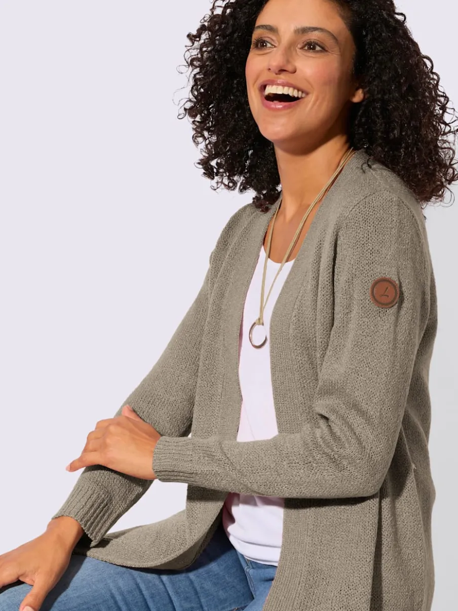 Veste en tricot ouverte à manches longues avec finitions côtelées