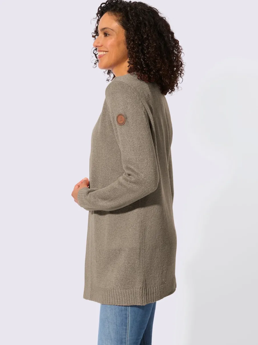 Veste en tricot ouverte à manches longues avec finitions côtelées