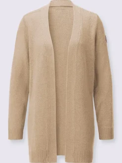 Veste en tricot ouverte à manches longues avec finitions côtelées