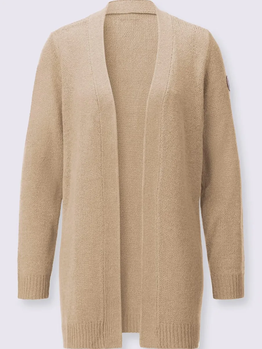 Veste en tricot ouverte à manches longues avec finitions côtelées