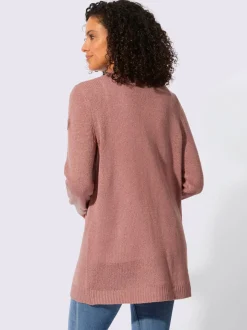 Veste en tricot ouverte à manches longues avec finitions côtelées