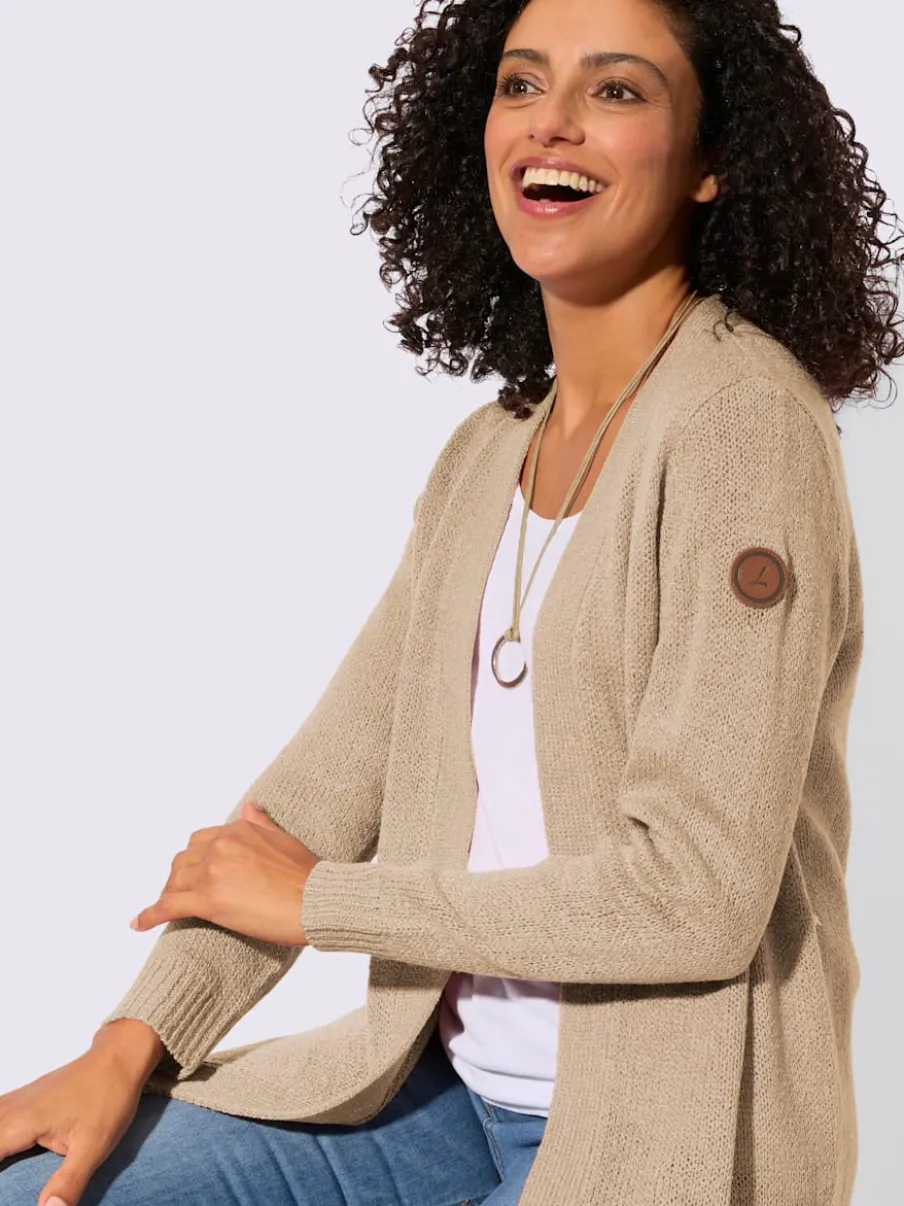 Veste en tricot ouverte à manches longues avec finitions côtelées