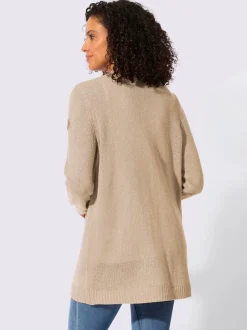 Veste en tricot ouverte à manches longues avec finitions côtelées