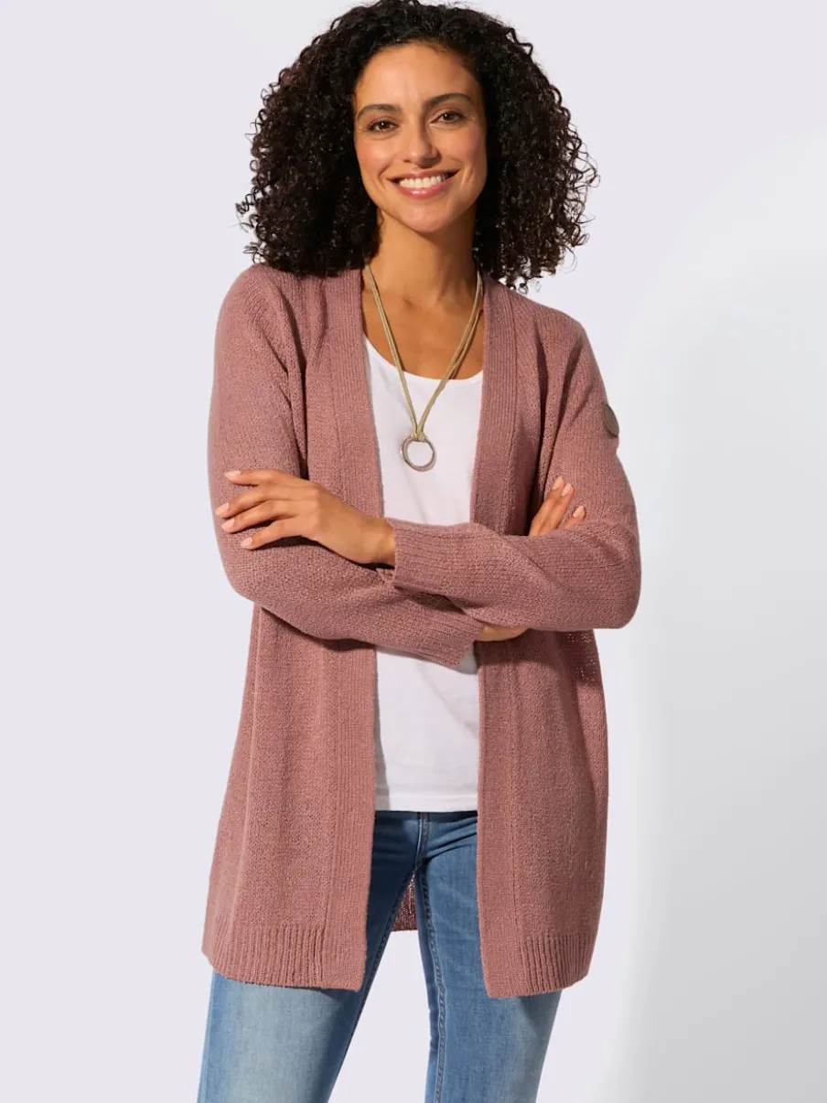 Veste en tricot ouverte à manches longues avec finitions côtelées