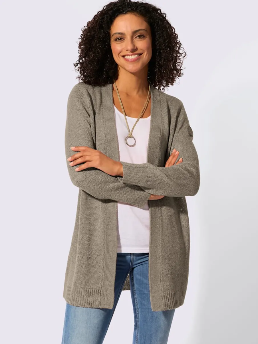 Veste en tricot ouverte à manches longues avec finitions côtelées