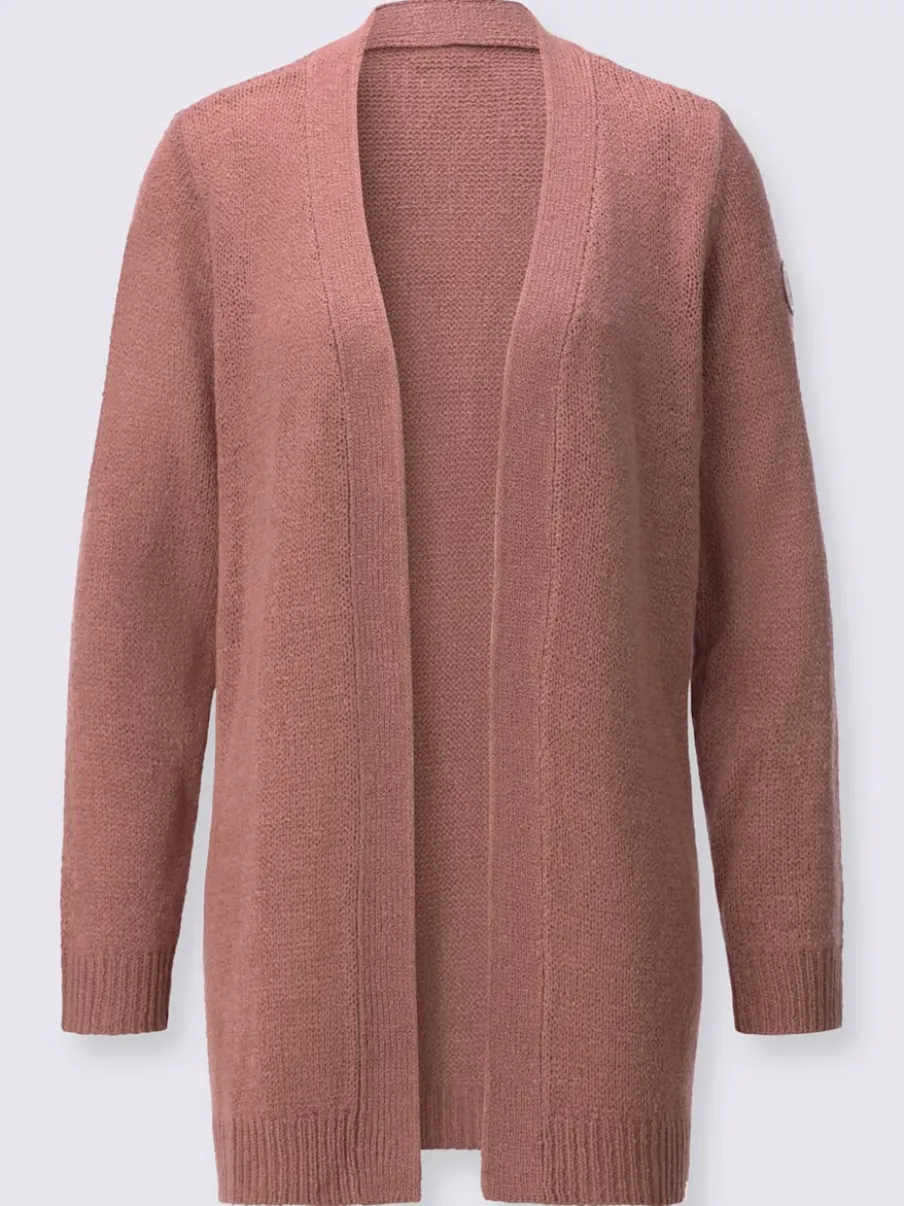 Veste en tricot ouverte à manches longues avec finitions côtelées