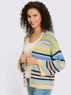 Veste en tricot rayée à manches trois quarts