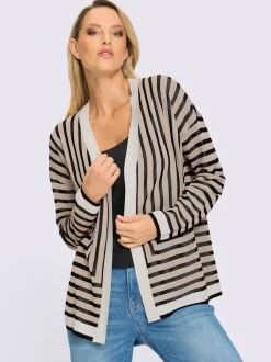 Veste en tricot à rayures graphiques légère et ample