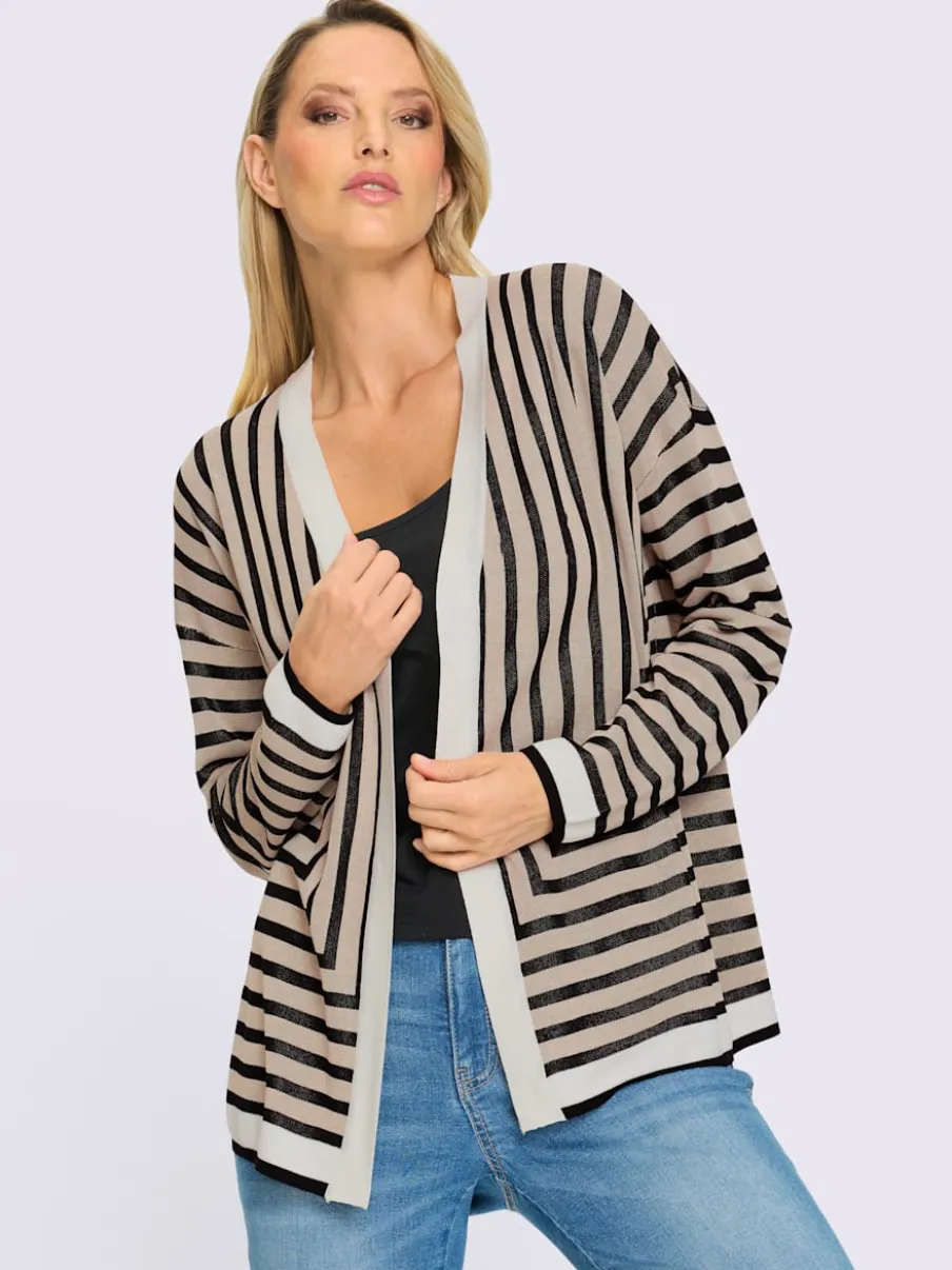 Veste en tricot à rayures graphiques légère et ample