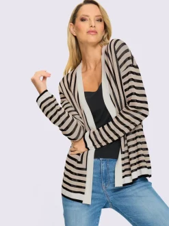 Veste en tricot à rayures graphiques légère et ample