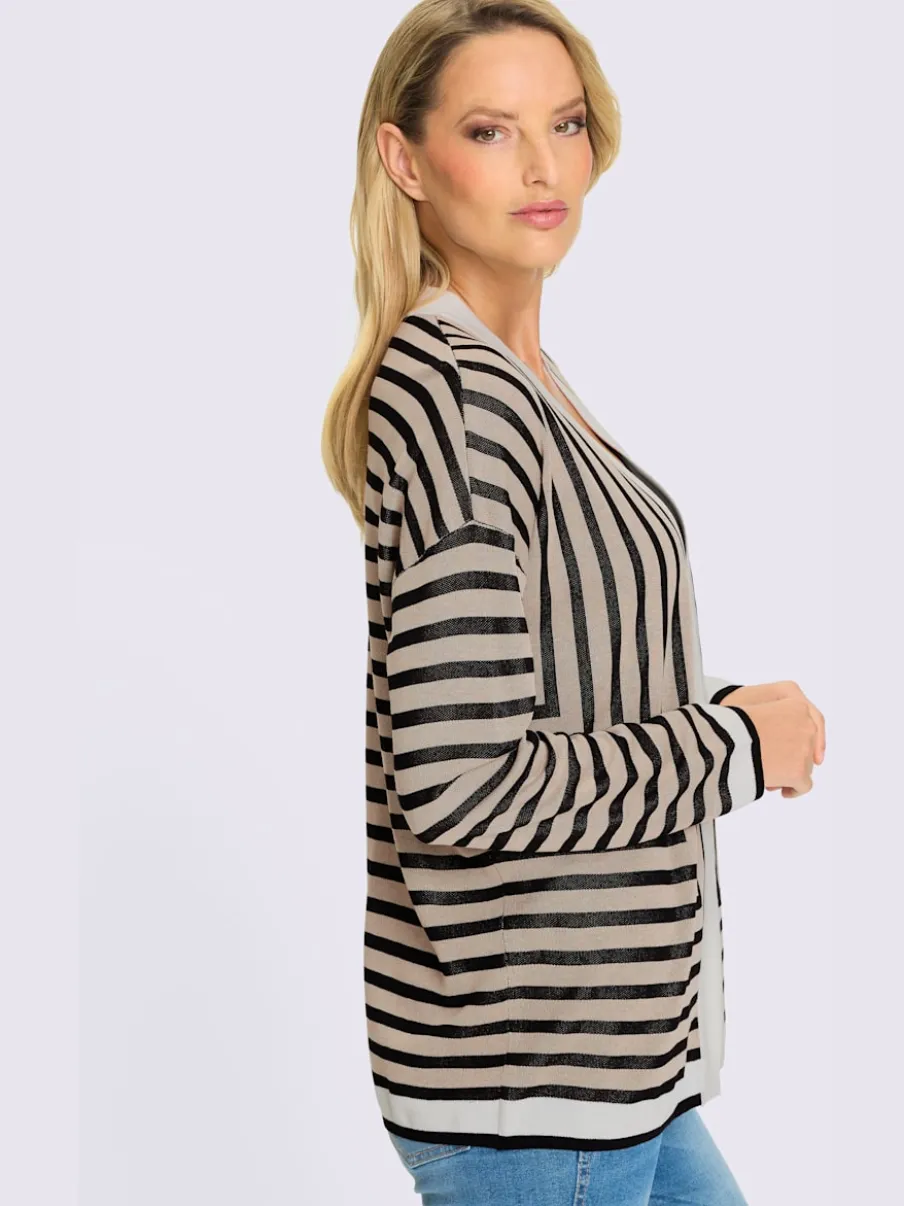 Veste en tricot à rayures graphiques légère et ample