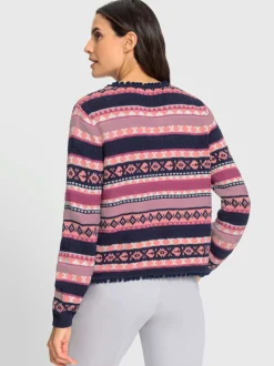 Veste en tricot sans fermeture à motif jacquard