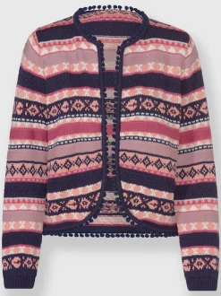 Veste en tricot sans fermeture à motif jacquard