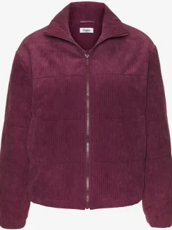 Veste en velours côtelé à col haut avec zip entier
