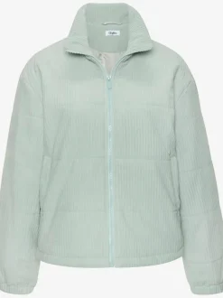 Veste en velours côtelé à col haut avec zip entier