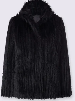 Veste imitation fourrure avec col montant et manches longues