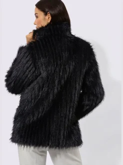 Veste imitation fourrure avec col montant et manches longues