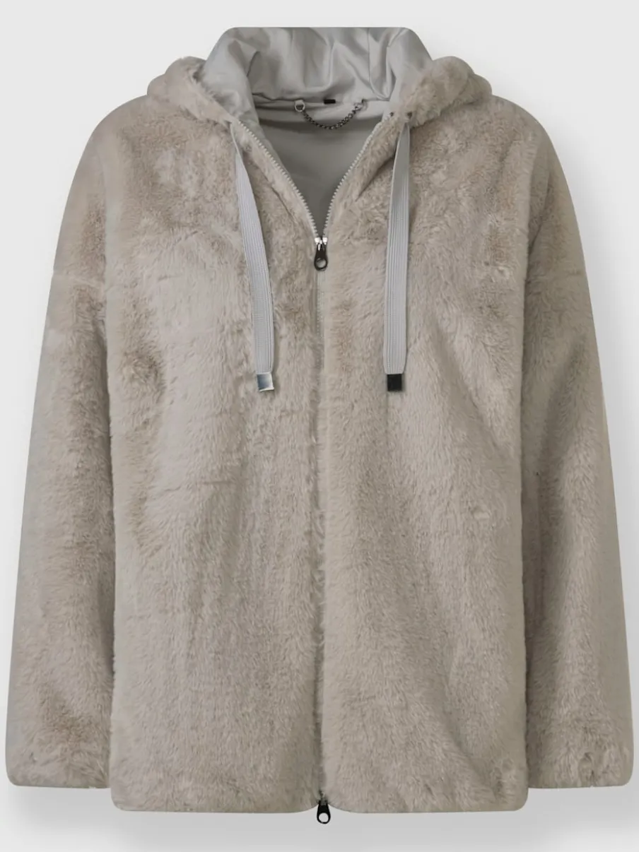 Veste imitation fourrure avec capuche et poches