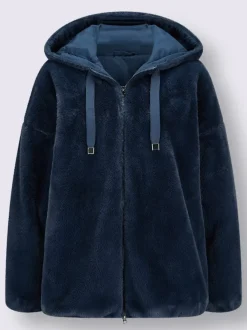 Veste imitation fourrure avec capuche et poches