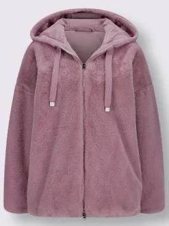 Veste imitation fourrure avec capuche et poches