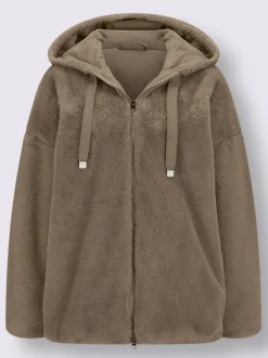 Veste imitation fourrure avec capuche et poches