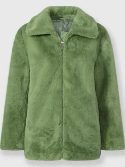 Veste imitation fourrure avec col à revers et poches